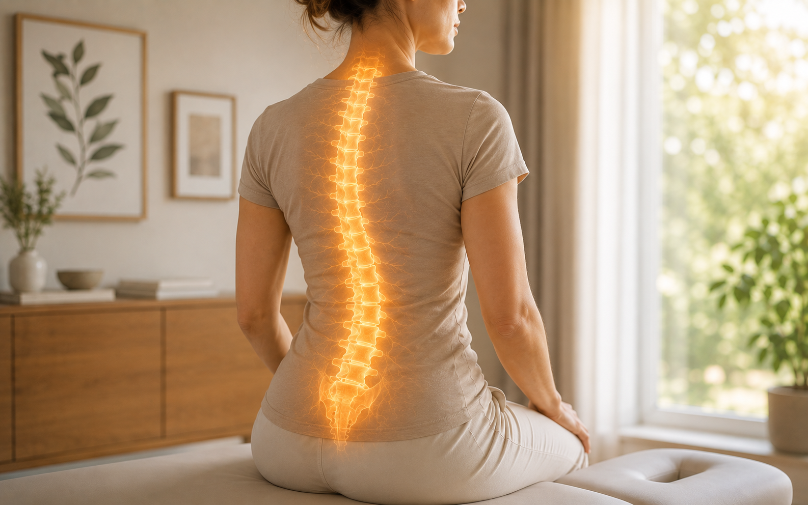 Woman with full spine overlay, Chiropractic niche program